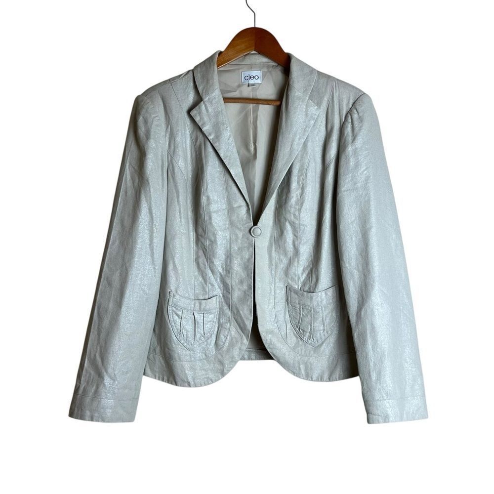 Cleo metallic linen blend blazer. Size 14